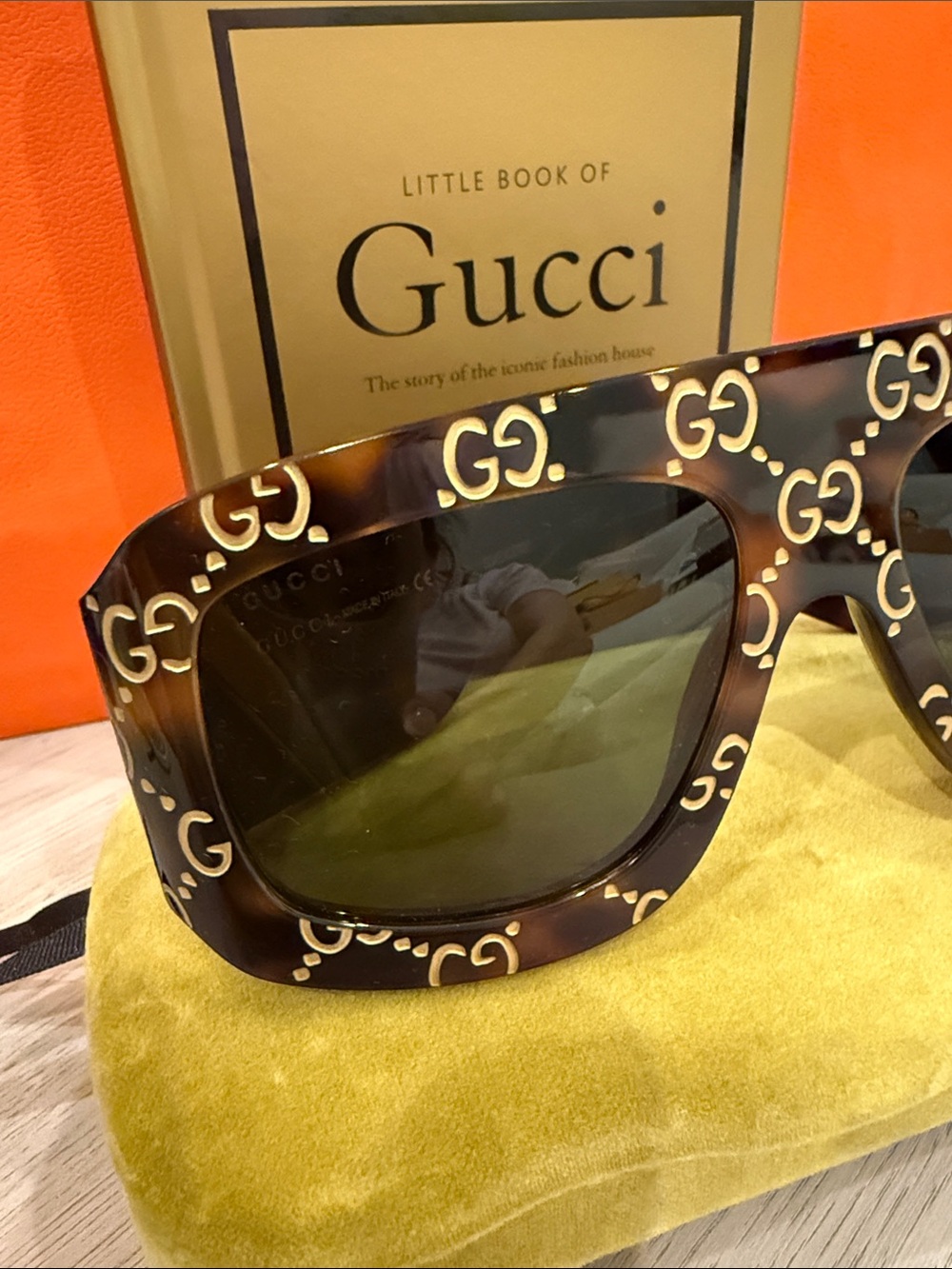 Gucci GG Monogram Oversized Square Sunglasses Tortoise Sold Out NEW - Picture 4 of 9